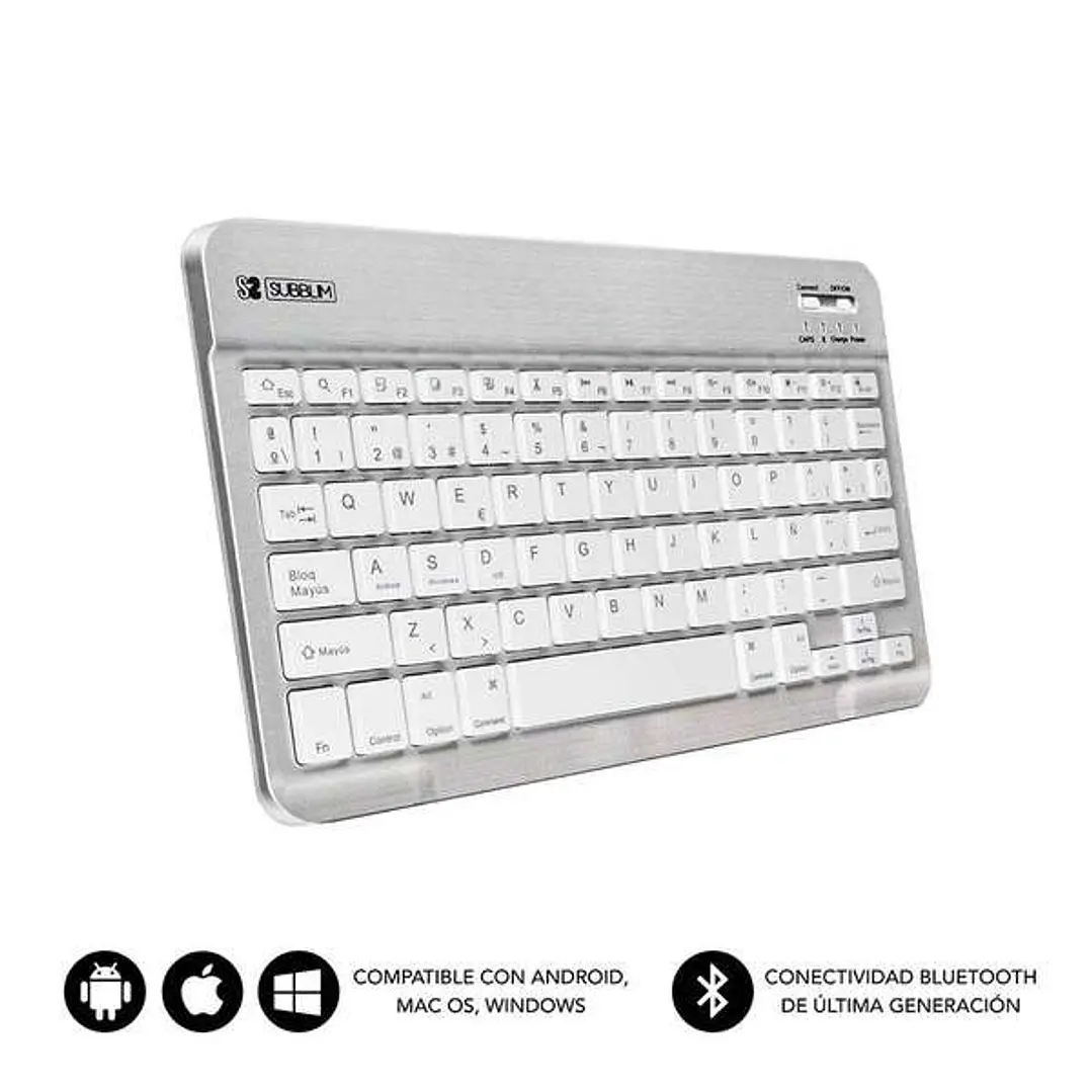 Subblim Teclado Smart Bluetooth - Ultrafino y Ultraligero - Conectividad Wireless Bluetooth 30 - Compatible con Apple, Android, Windows y Smart TV - D 1
