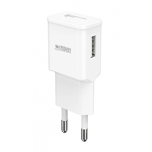 Urban Factory Cargador de Pared USB 3A - Qualcomm 3.0 - Enchufe UE - Color Blanco