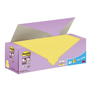 Post-It Super Sticky Pack de 24 Blocs con 90 Z-Notas Adhesivas Reposicionables - 76x76mm - Promocion 20 Blocs + 4 Gratis - Color Amarillo Claro