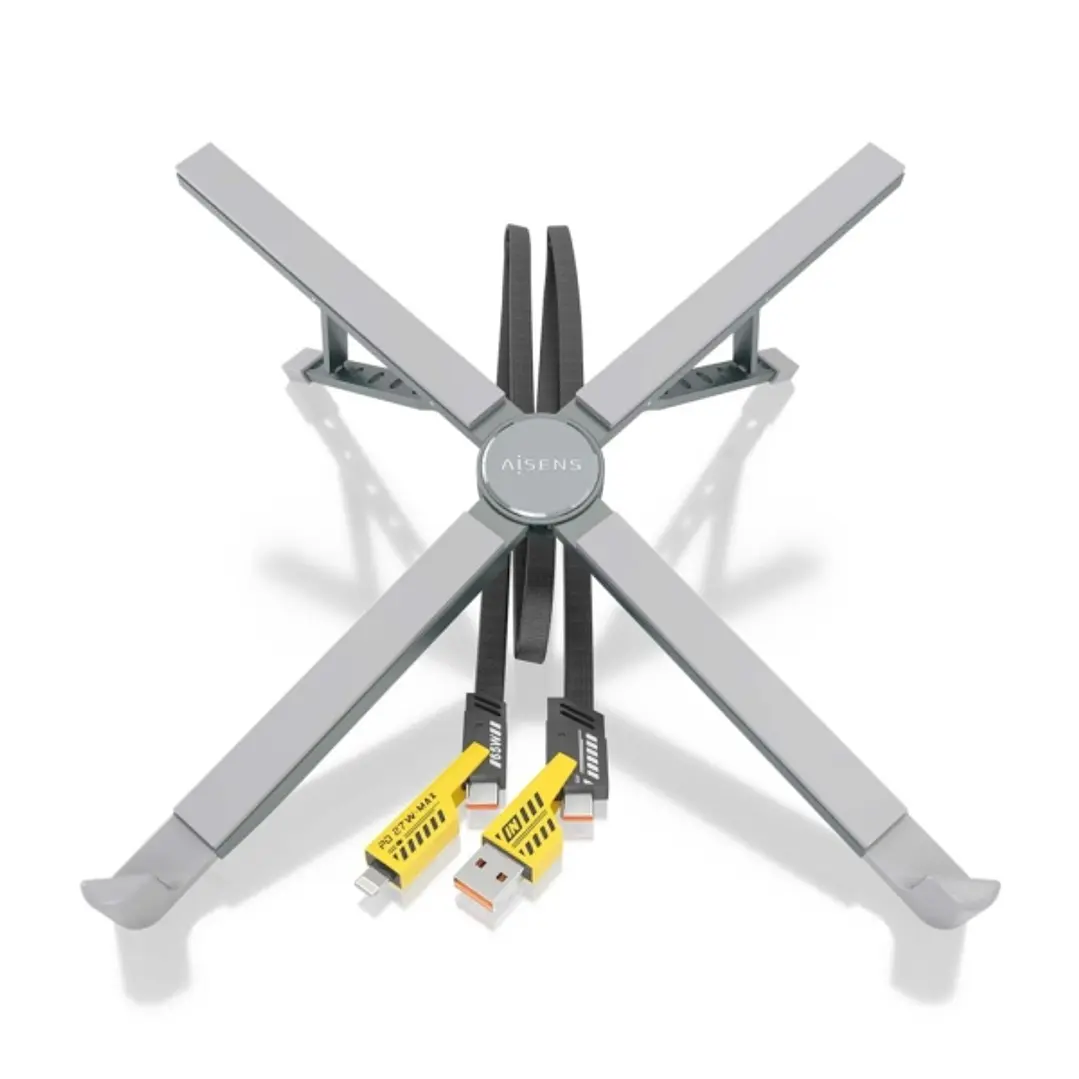 Aisens Soporte de Sobremesa Ajustable para Portatil / Tablet - USB-C - Docking 4 en 1 - Color Gris 1