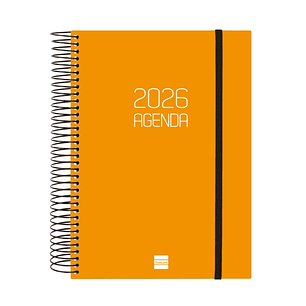 Finocam Opaque Agenda de Espiral en Catalan - Anual 2026 - Tapa Ligera - Cierre con Goma Elastica - Formato E10 - 175x29x212mm - 1 Dia por Pagina - Co