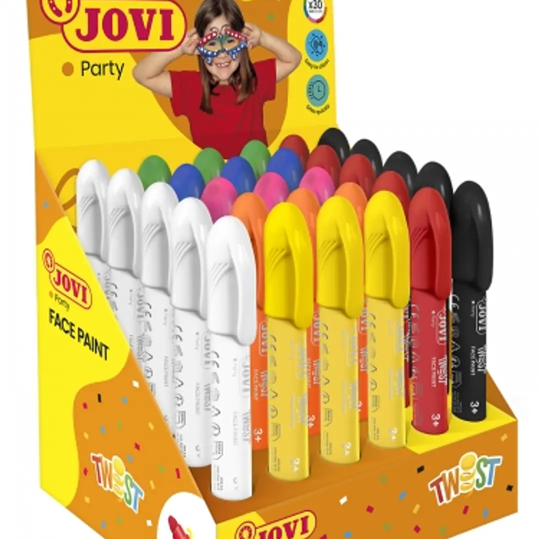 Jovi Twist Face Paint Expositor 30 Sticks de Maquillaje - Base Agua - Facil Aplicacion - para Todo Tipo de Pieles - Gran Capacidad Cubriente - Color S 1