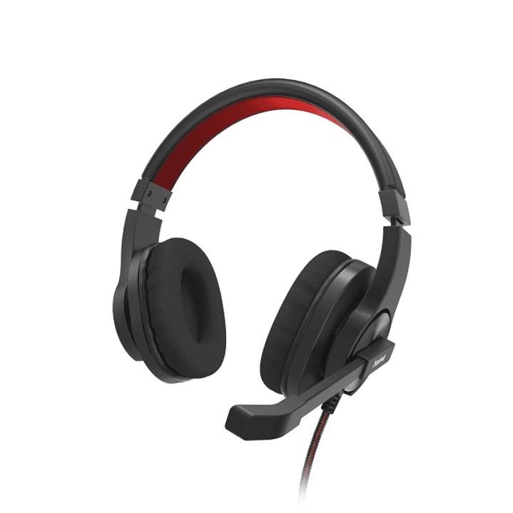 Hama Hs-USB400 V2 Auriculares con Microfono Omnidireccional - Cable 2m - Diadema Ajustable - Almohadillas de Malla - Color Negro y Rojo 1