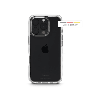 Hama Extreme Protect Funda para iPhone 16 Pro - Antideslizante - Policarbonato - Proteccion D3O - Bordes Elevados - Color Transparente