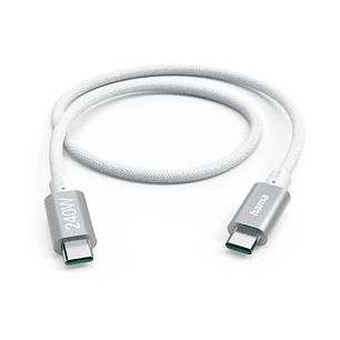 Hama Cable USB-C - Potencia Maxima 240W - Longitud 1.5m - Velocidad hasta 5Gbps - Blindaje Doble - Color Blanco