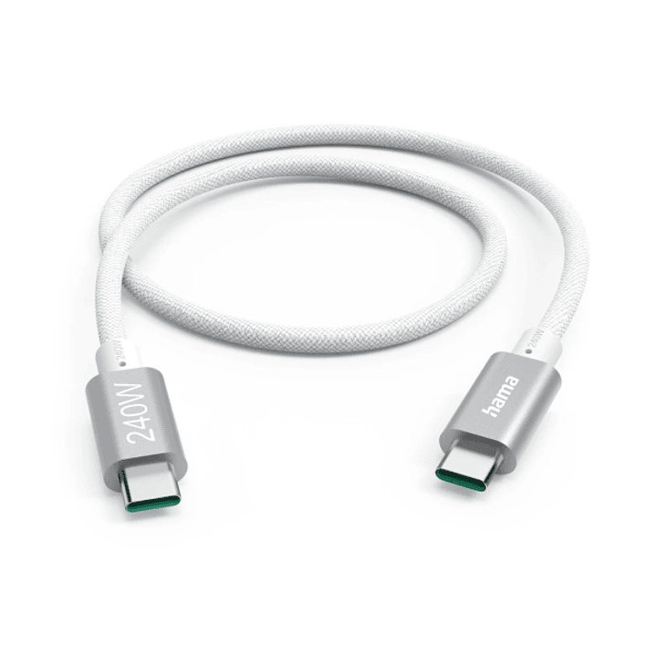 Hama Cable USB-C - Potencia Maxima 240W - Longitud 1.5m - Velocidad hasta 5Gbps - Blindaje Doble - Color Blanco 1