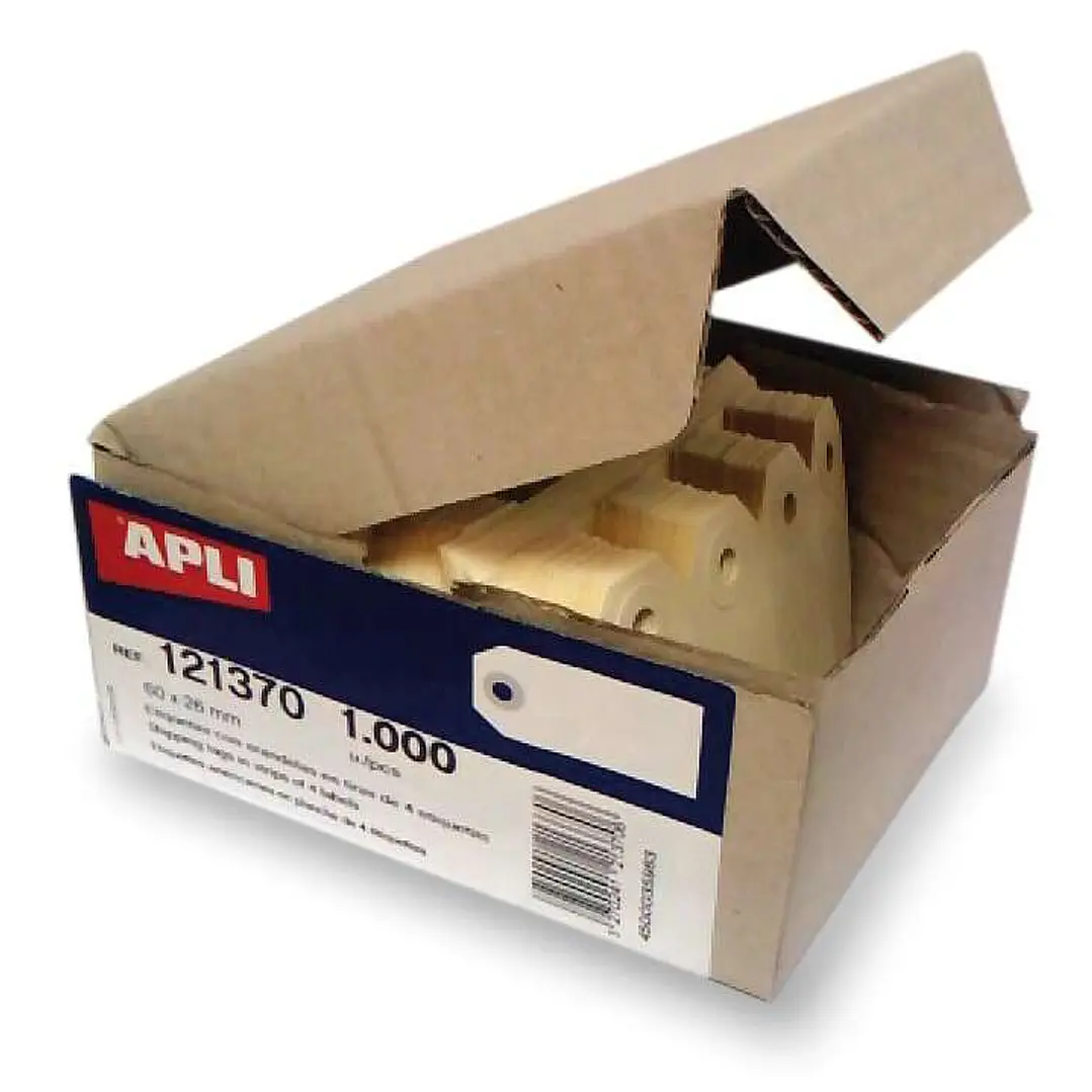 Apli Pack de 1000 Etiquetas con Arandela para Colgar 80 x 38mm - Color Crema 1