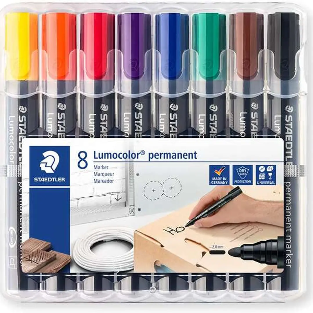 Staedtler Lumocolor 352 Pack de 8 Marcadores Permanentes - Secado Rapido - Colores Surtidos 1