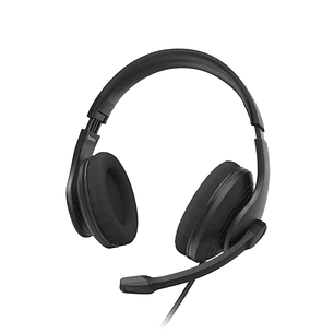 Hama Hs-USB300 V2 Auriculares con Microfono Omnidireccional - Cable 2m - Diadema Ajustable - Almohadillas de Malla - Color Negro