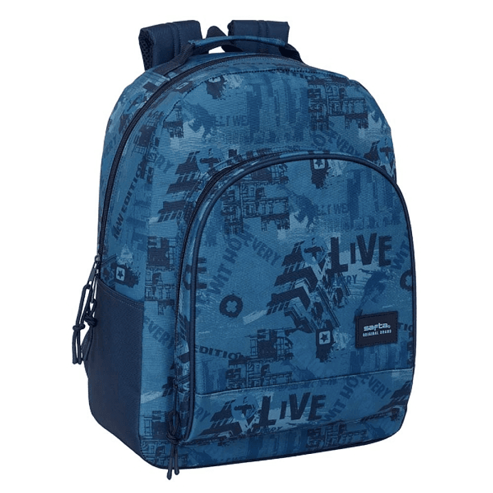 Safta New Edition Mochila Adaptable a Carro - Tirador Doble - Bolsillo Frontal - Hombreras Ergonomicas - Espalda Acolchada - Asa Forrada - 20.1L - 320 1