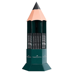 Faber-Castell Castell 1111 Expositor con 120 Lapices de Grafito - Grados de dureza Surtidos - Mina Resistente a la Rotura - Cuerpo con Acabado en Negr