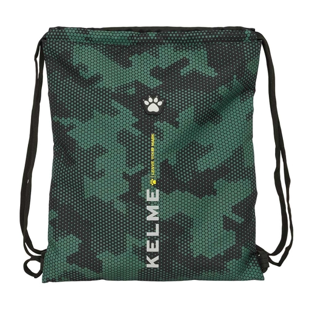 Safta Kelme Camo Saco Plano - Bolsillo con Cremallera - Cierre con Cordones - 5L - 350x10x400mm - Color Verde Camuflaje 1