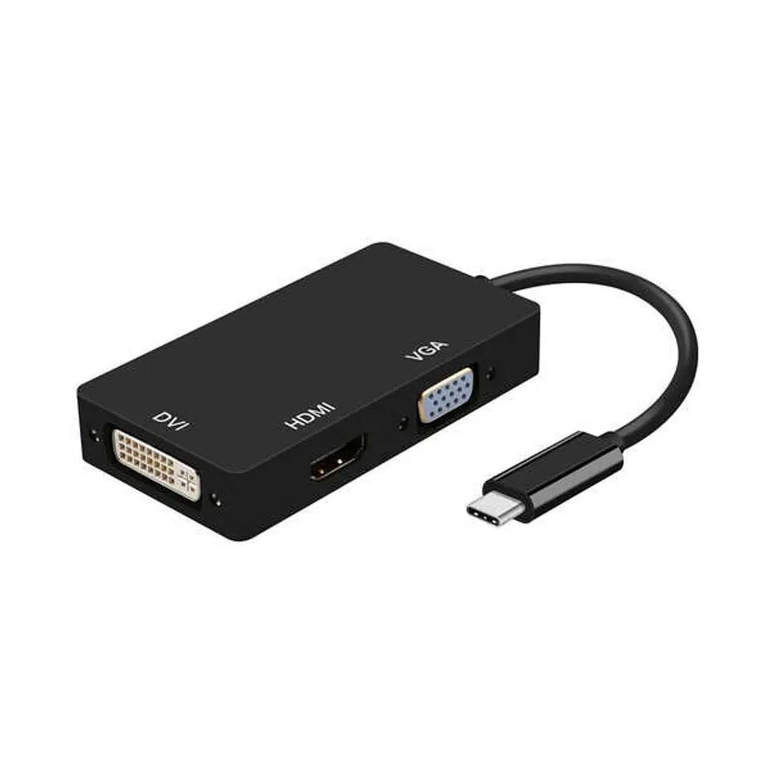 Aisens Conversor USB-C a DVI/HDMI/VGA - USB-C/M-DVI/H-HDMI/H-VGA/H - 15cm - Color Negro 1