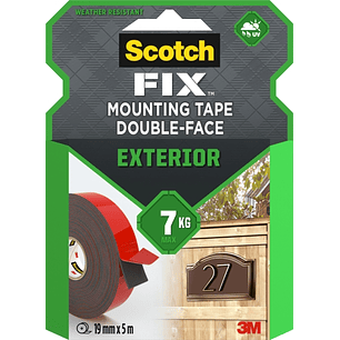 Scotch-Fix Cinta de Montaje de Doble Cara para Exteriores - 19mm x 10m - Color Negro