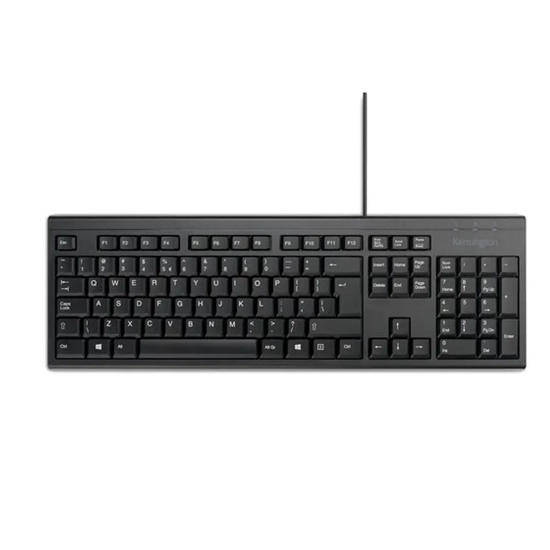 Kensington KB100 EQ Teclado Completo USB-A - Fabricado con 64% de Contenido Reciclado - Membrana a Prueba de Liquidos - Color Negro 1