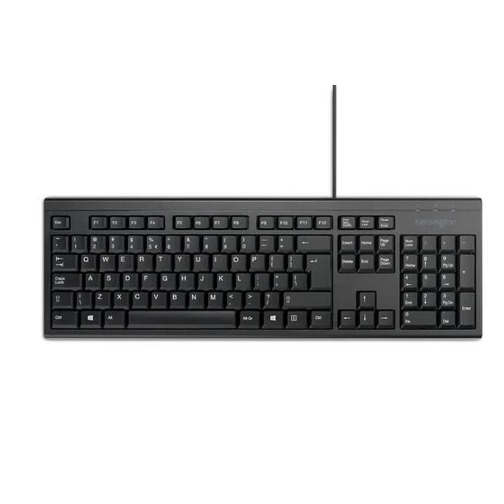 Kensington KB100 EQ Teclado Completo USB-A - Fabricado con 64% de Contenido Reciclado - Membrana a Prueba de Liquidos - Color Negro 1