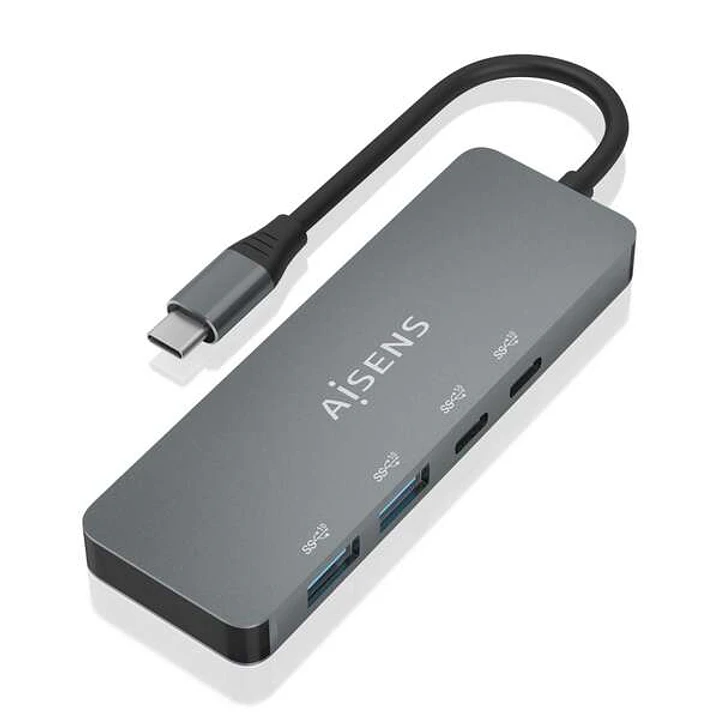 Aisens Hub USB 3.2 GEN2 10G USB-C - USB-C/M-2xUSB-C/H-2xUSB-A/H - 15cm - Color Gris 1
