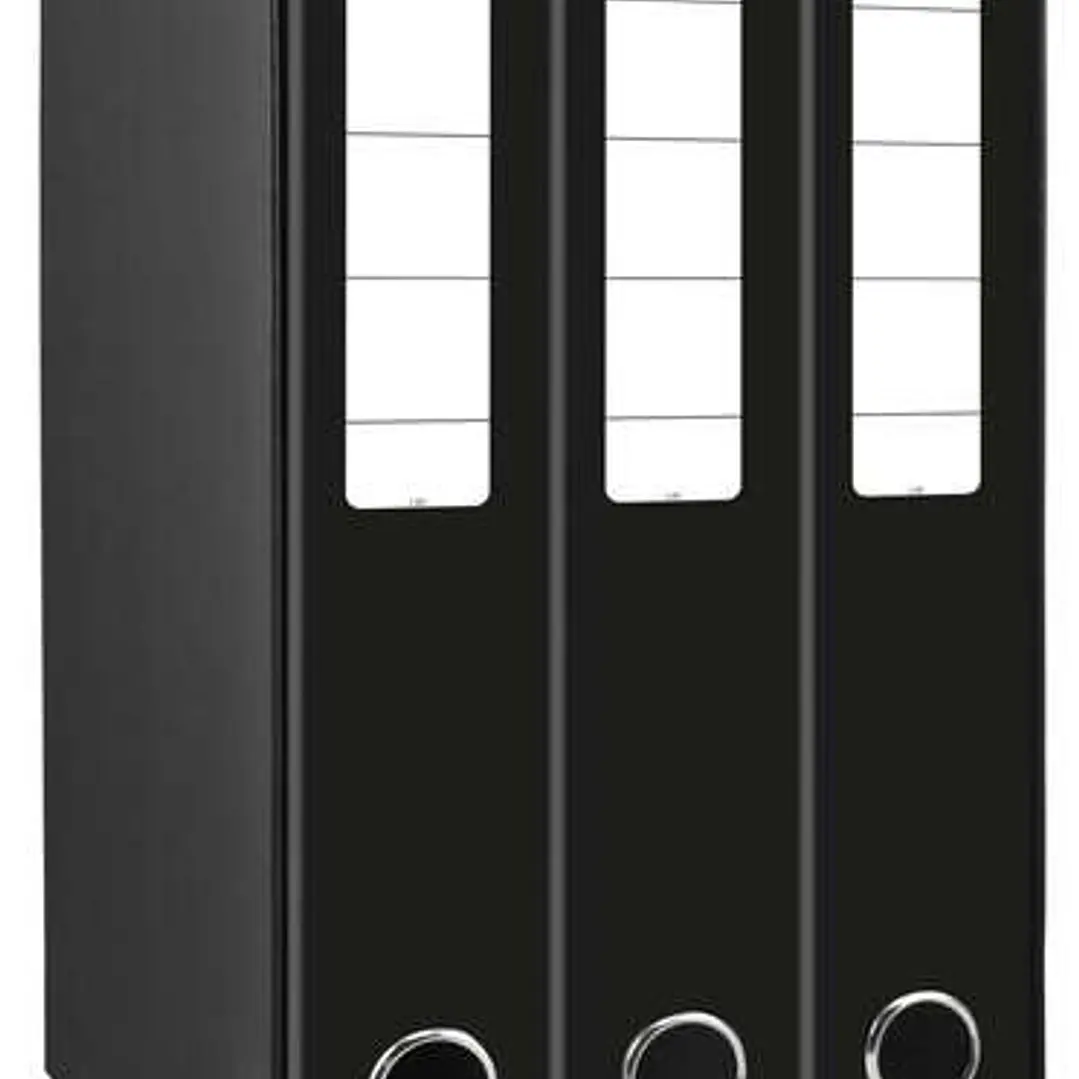 Mariola Box Modulo de 3 Archivadores con Rado 2 Anillas 40mm - Tamaño 35x26x17cm - Carton Forrado - Color Negro 1