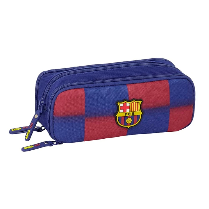 Safta F.C.Barcelona Estuche Portatodo de 1.345L - 3 Compartimentos - Laterales con Apertura Total - Cierre de Cremallera - 21x8x8cm - Color Rojo y Azu 1