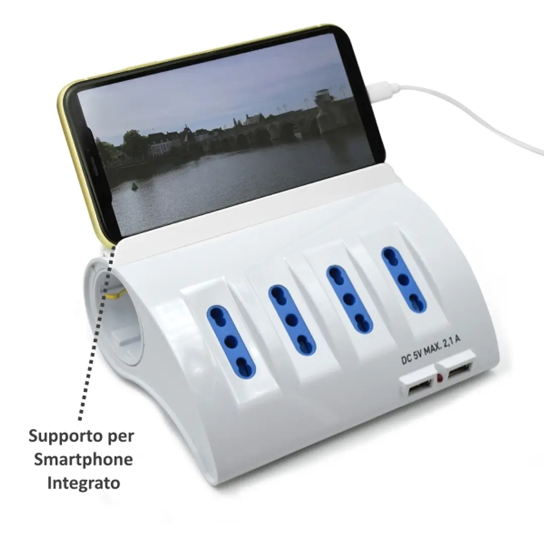 Ewent Regleta con 6 Tomas - 4 Tomas L + 2 Toma L/F (Schuko) - 2x USB-A - Proteccion Infantil - Enchufe Italiano Plano en Angulo - Proteccion contra So 1