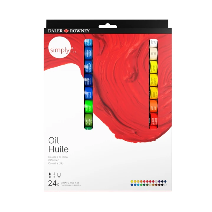 Daler Rowney Simply Pack de 24 Pinturas al Oleo - Tubos de Aluminio - 12ml - Colores Surtidos 1
