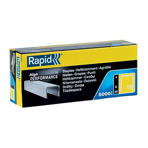 Rapid Caja de 5000 Grapas Nº13 - Alambre Duro de Alto Rendimiento - Patilla de 6mm