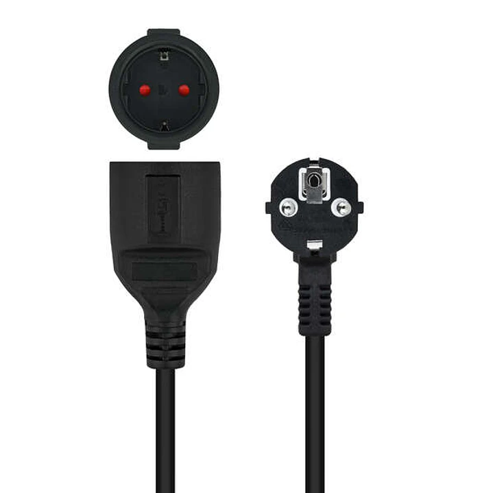 Nanocable Cable de Alimentacion Alargador CEE7 Acodado Macho a CEE7 Hembra 10m 1