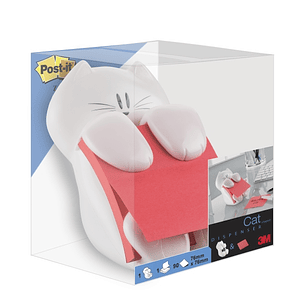 Post-It Super Sticky Dispensador con Bloc de 90 Z-Notas Adhesivas - Dispensador Gato - Forma Cuadrada - 76x76mm - Color Blanco