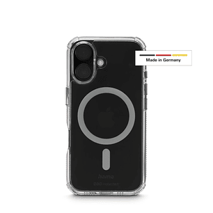 Hama Extreme Protect Funda para iPhone 16 - Magnetico - Antideslizante - Policarbonato - Proteccion D3O - Bordes Elevados - Color Transparente