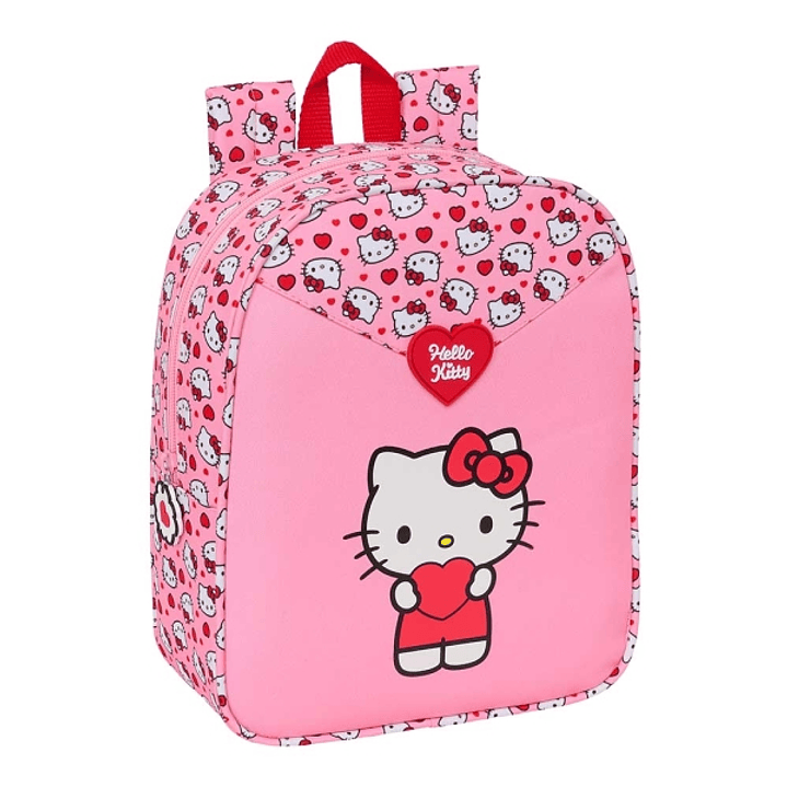 Safta Hello Kitty Mochila Guarderia - Adaptable a Carro - Cremallera - Tarjeta de Identificacion - Asa Superior - 6L - 220x100x270mm - Color Rosa 1