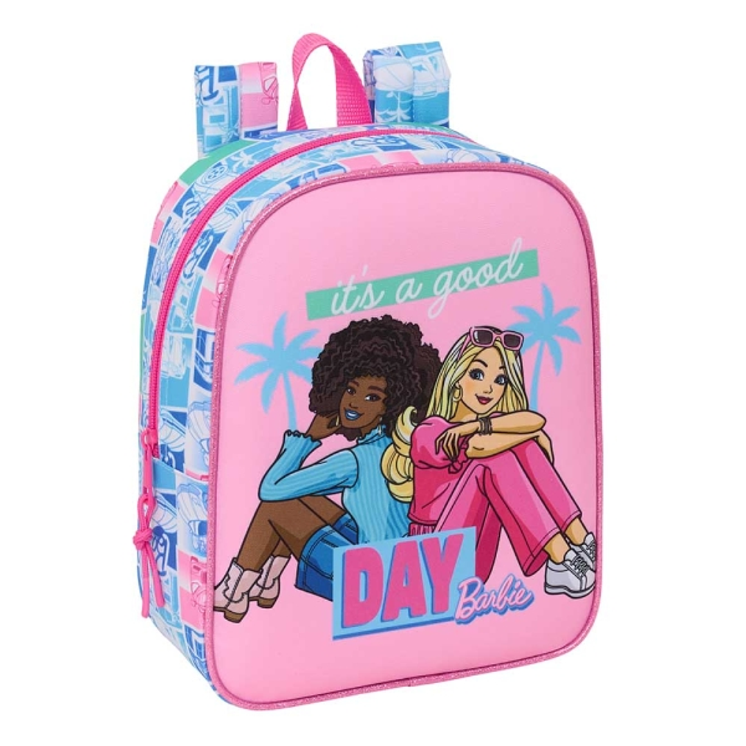 Safta Barbie Mochila Guarderia - Adaptable a Carro - Cremallera - Tarjeta de Identificacion - Asa Superior - 6L - 220x100x270mm - Color Rosa 1
