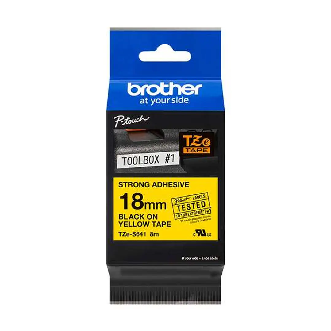 Brother TZeS641 Cinta Laminada Super Adhesiva Original de Etiquetas - Texto negro sobre fondo amarillo - Ancho 18mm x 8 metros 1