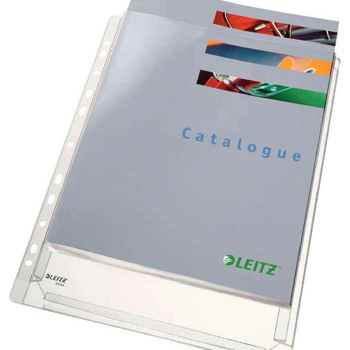 Leitz Pack de 5 Fundas Fuelle Estandar A4 PVC Liso Multitaladro-11 - Capacidad 200 Hojas - Transparente (170 Micras) 1