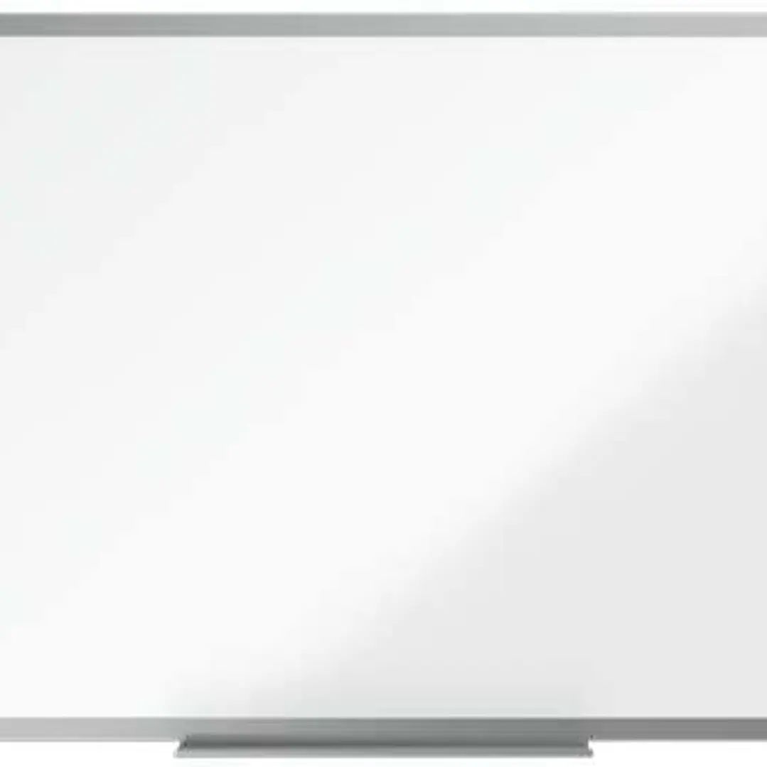 Nobo Essence Pizarra Magnetica de Acero 600x450mm - Marco de Aluminio Anodizado - Bandeja para Rotuladores - Color Blanco 1