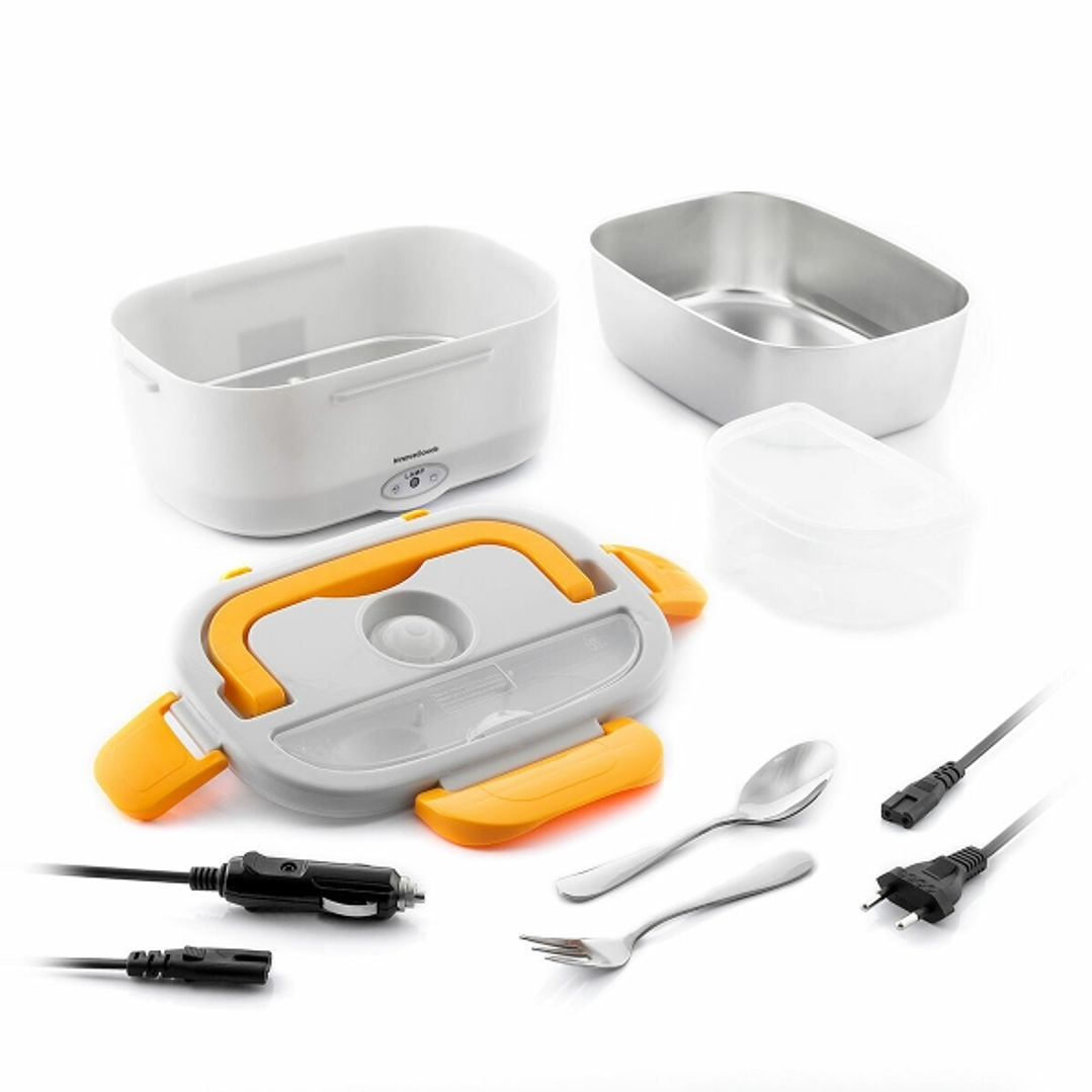 Innovagoods Lunffi Fiambrera Electrica - Capacidad 1.5L - Temperatura hasta 90°C - Potencia 60W - Cables Extraibles - Recipiente de Acero Inoxidable - 1