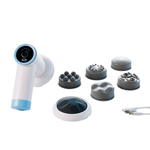 Innovagoods CellyGun Pistola Masajeadora Anticelulitica Recargable 6 en 1 - 5 Cabezales Intercambiables - 6 Niveles de Intensidad - Vibracion de Alta 