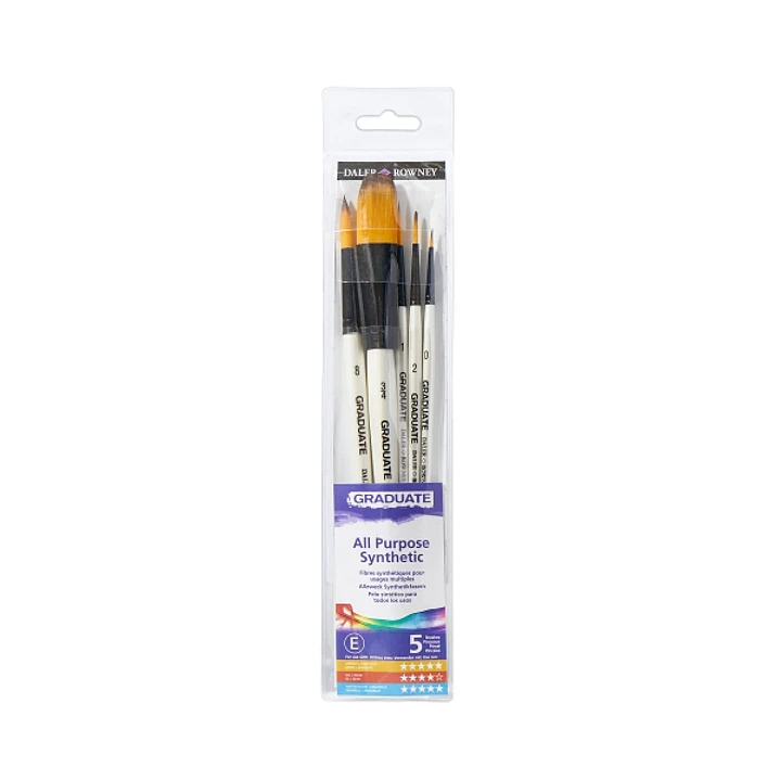 Daler Rowney Graduate Pack de 5 Pinceles Multitecnica - Pelo Sintetico - Mango Corto 1