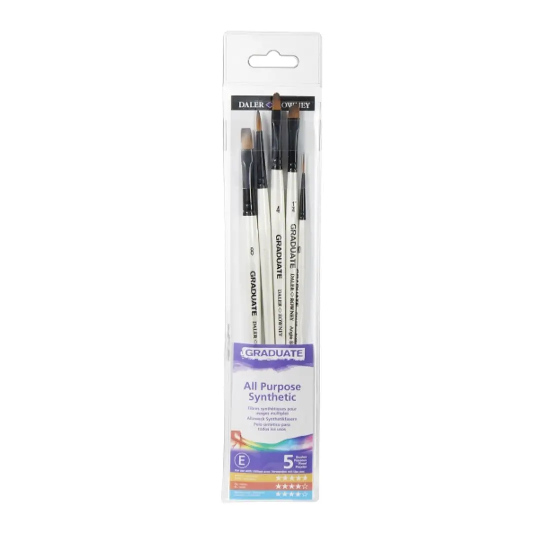 Daler Rowney Graduate Pack de 5 Pinceles Multitecnica - Pelo Sintetico - Mango Corto 1