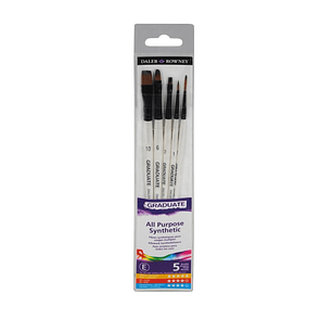 Daler Rowney Graduate Pack de 5 Pinceles Multitecnica - Pelo Sintetico - Mango Corto