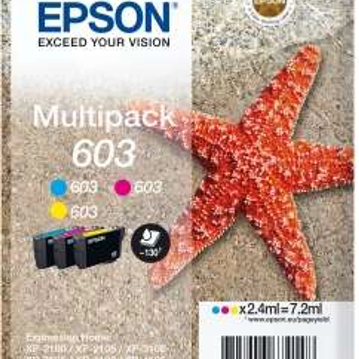 Epson 603 Pack de 3 Cartuchos de Tinta Originales - Cyan, Magenta, Amarillo - C13T03U54010 1