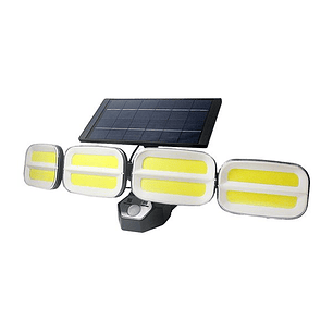 Elbat Foco Solar Cuadruple - 800LM - Luz Fria 6500K - Sensor de Movimiento - 4 Baterias de 1200mAh