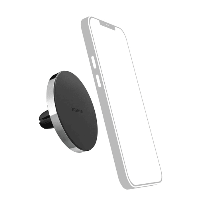 Hama Lock Soporte de Coche para Smartphone - Magnetico - Pinza para Rejilla - Peso Max 230g - Aluminio - Color Negro y Plata 1