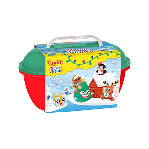 Jovi Play & Fun Cofre Christmas Adventure con 24 Barras de Plastilina 15gr + Modeladores + Recortables - Sin Gluten - Base Vegetal - No se Seca - Colo