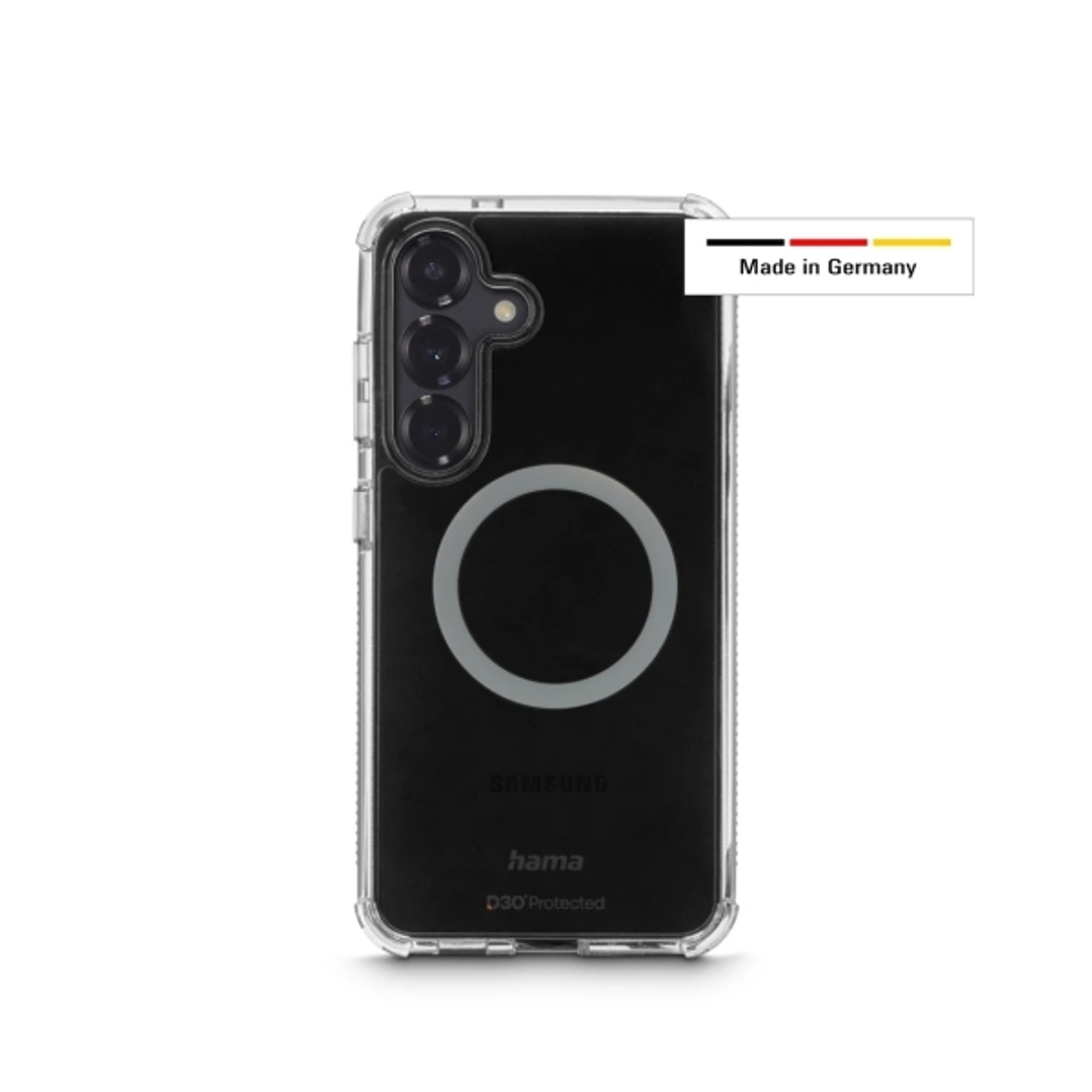 Hama Extreme Protect Funda para Samsung Galaxy S25 - Magnetico - Antideslizante - Policarbonato - Proteccion D3O - Bordes Elevados - Color Transparent 1