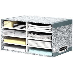 Fellowes Bankers Box Clasificador de Sobremesa - Montaje Automatico Fastfold - Carton Reciclado Certificacion FSC - Color Gris