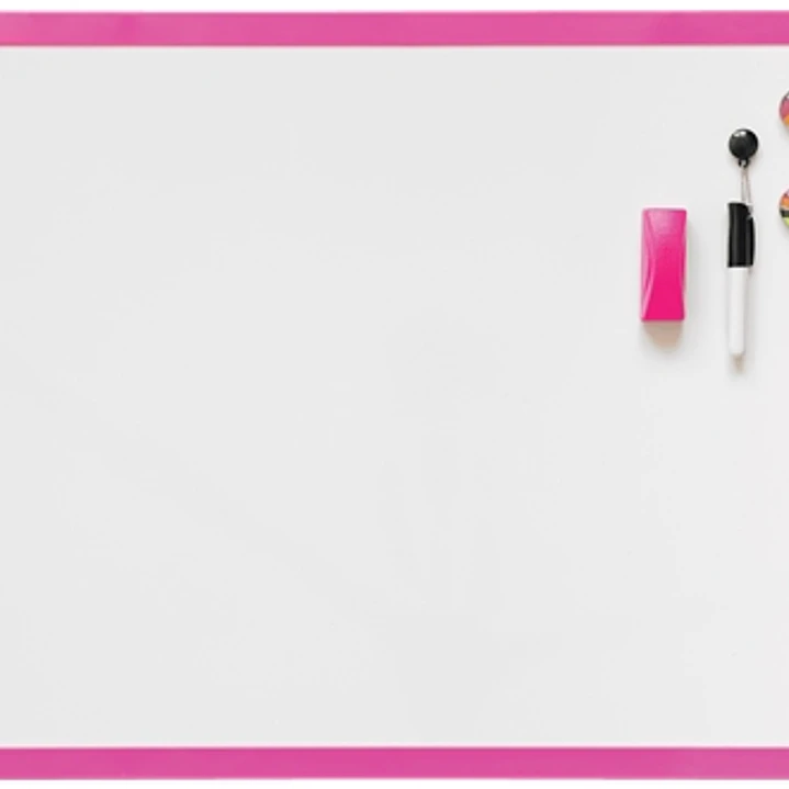 Nobo Pizarra Blanca Magnetica 585x430mm - Incluye Mini Rotulador de Pizarra, Imanes Estampados y Borrador - Color Fucsia 1