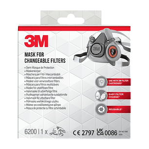 3M Mascarilla para Filtros Intercambiables 6200BC1 - Color Gris