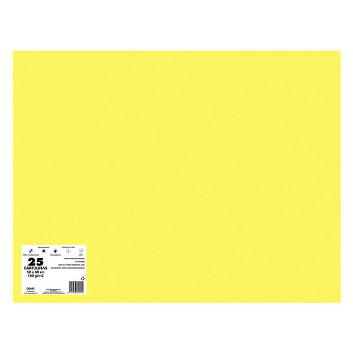 Dohe Pack de 25 Cartulinas de 180 G/M2 50x65cm - PH Neutro - Libres de Cloro Elemental - Colorantes Biodegradables - Color Amarillo Girasol 1