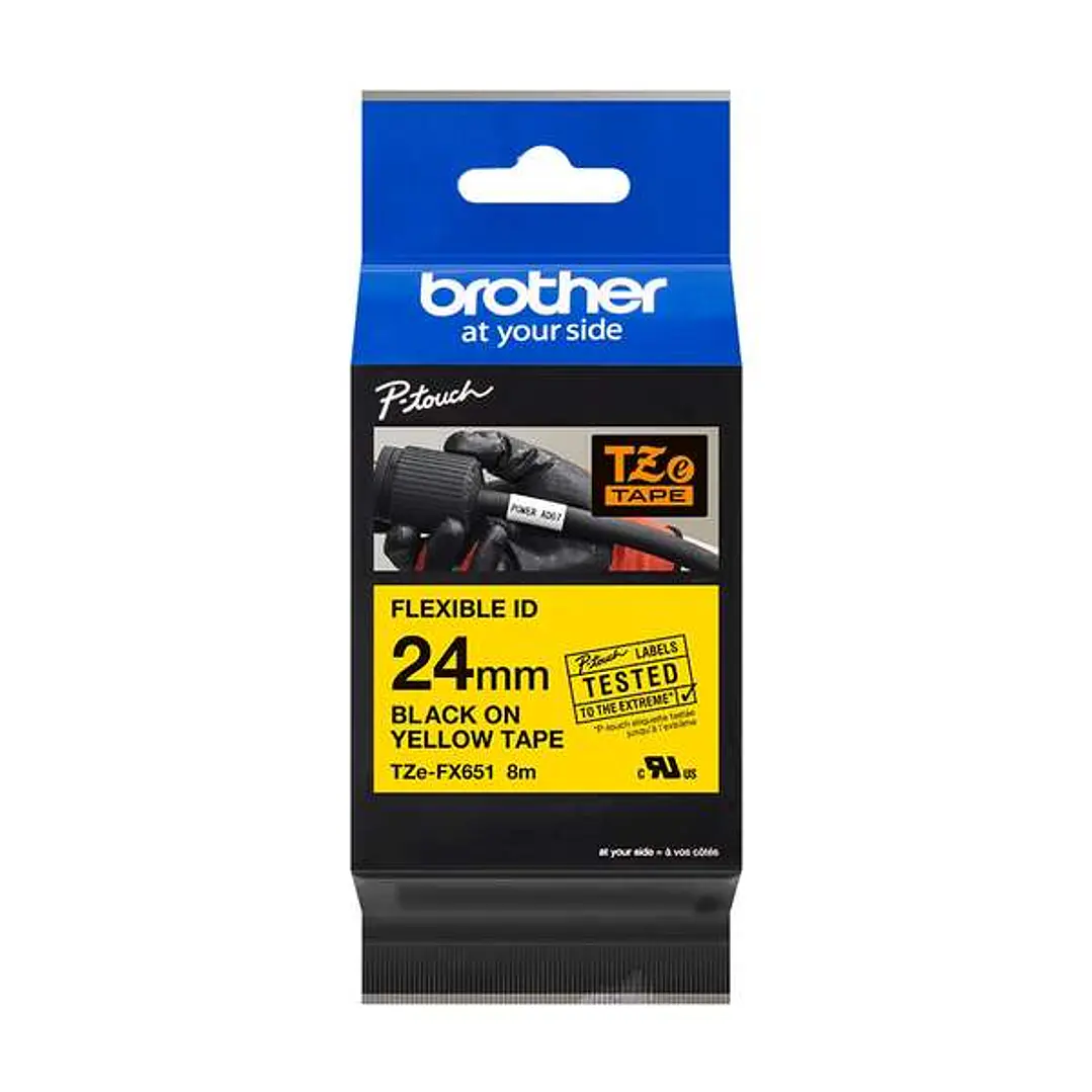 Brother TZeFX651 Cinta Laminada Flexible Original de Etiquetas - Texto negro sobre fondo amarillo - Ancho 24mm x 8 metros 1