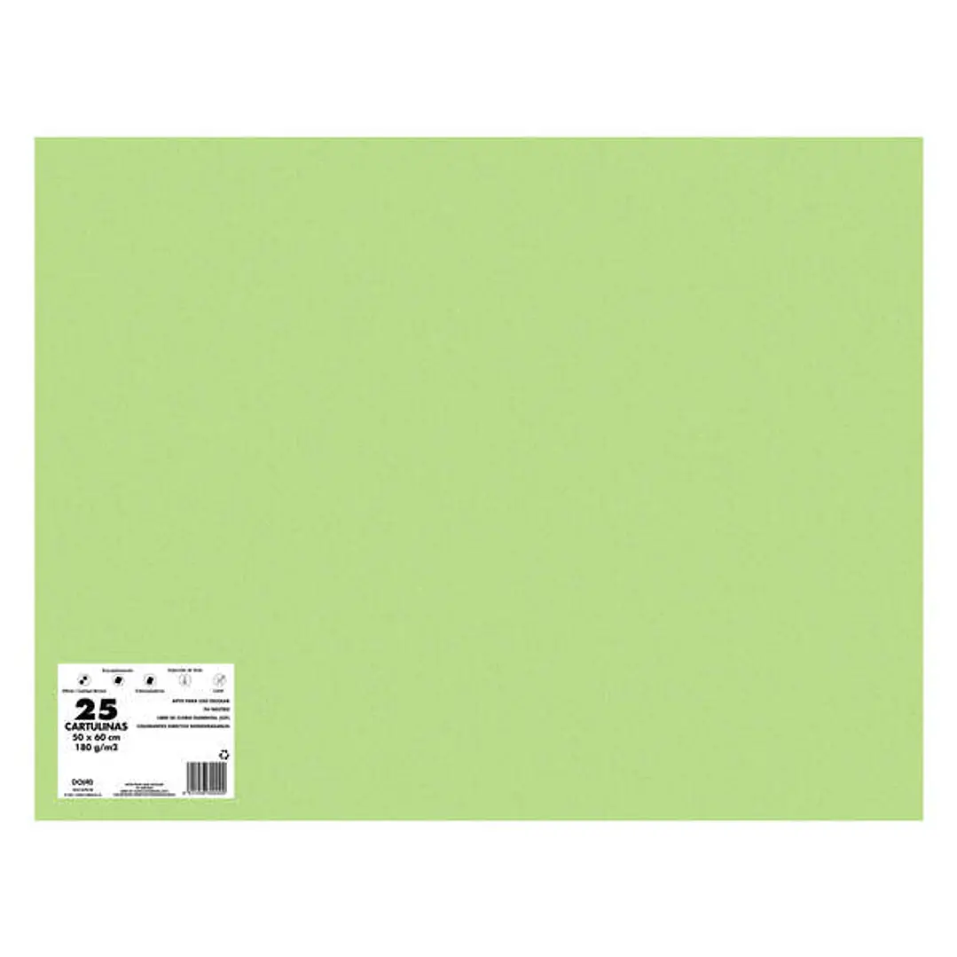 Dohe Pack de 25 Cartulinas de 180 G/M2 - Tamaño 50x65cm - PH Neutro - Libres de Cloro Elemental - Colorantes Biodegradables - Color Verde Mondego 1